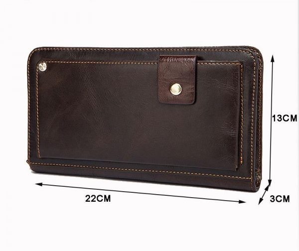 Bóp nam cầm tay/ Clutch nam/ Ví da nam cầm tay da bò hàng hiệu SWC10 Brown