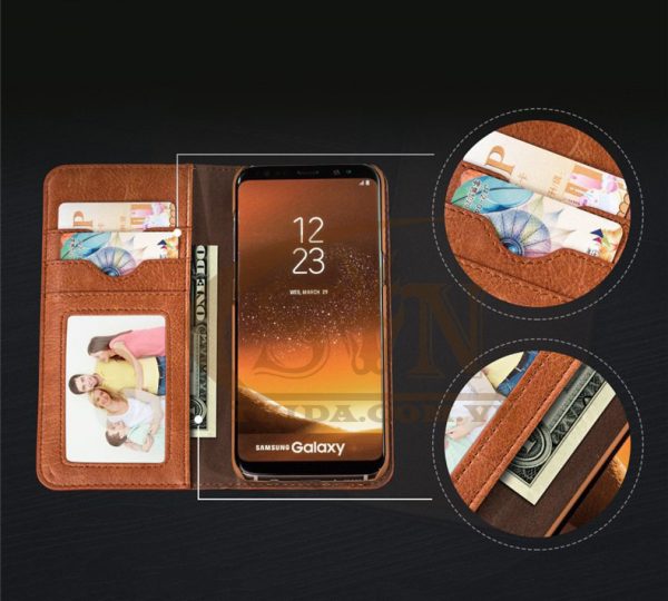 Ốp lưng Note 8 kiêm ví cầm tay 2 trong 1 cho Samsung Galaxy Note 8 Brown